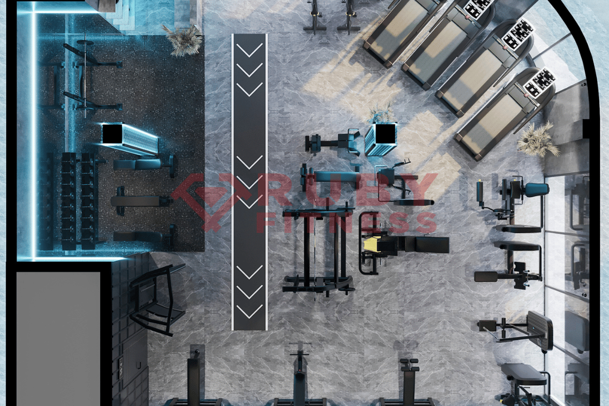 Thiết kế 3D Mẫu setup phòng gym 150 đến 200m2