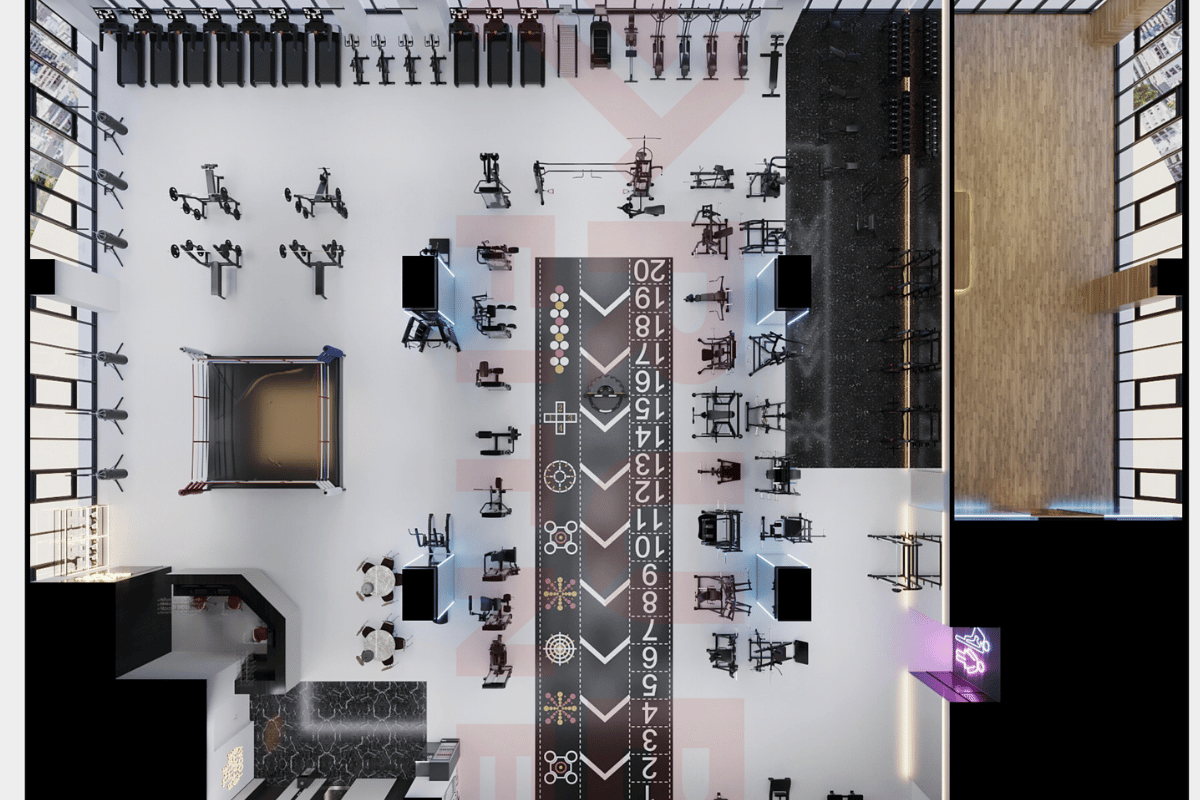 Thiết kế 3D phòng gym 1000m2