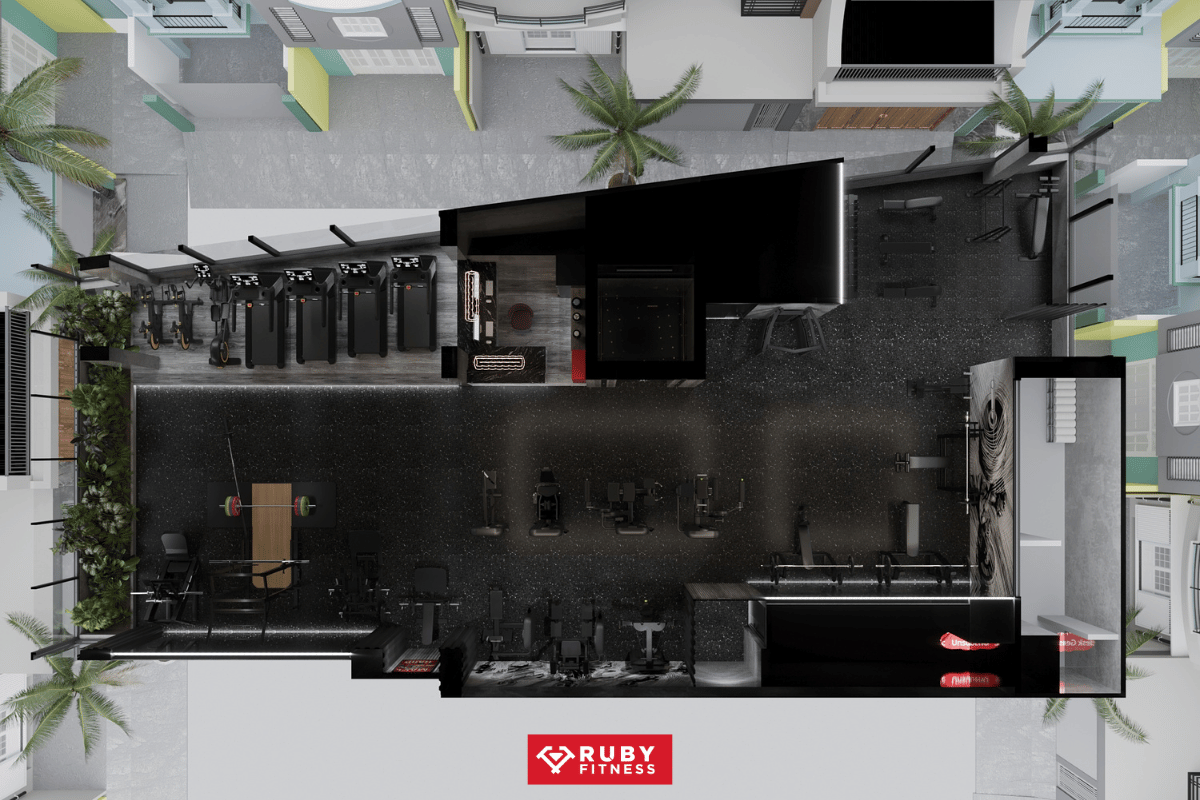 Thiết kế 3D phòng gym 200 - 250m2
